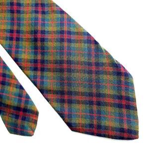 Gap Rayon Wool Plaid Green Blue Red Yellow Rayon Wool‎ Mad In USA Tie